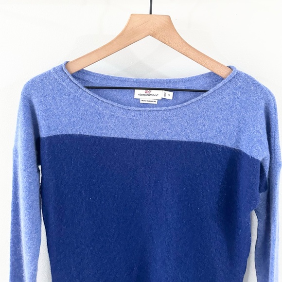 Vineyard Vines Cashmere Blend Two Tone Sweater Blue Size Small - Picture 3 of 6